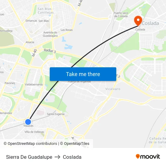 Sierra De Guadalupe to Coslada map