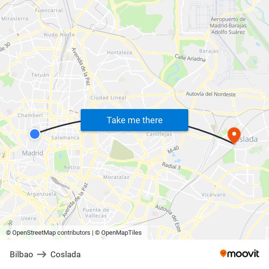 Bilbao to Coslada map