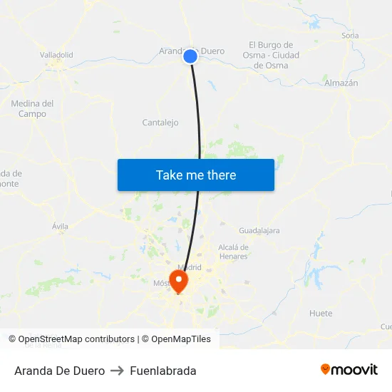Aranda De Duero to Fuenlabrada map