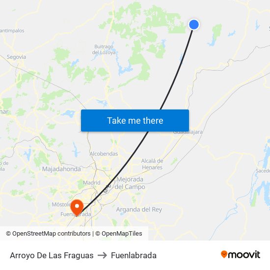 Arroyo De Las Fraguas to Fuenlabrada map