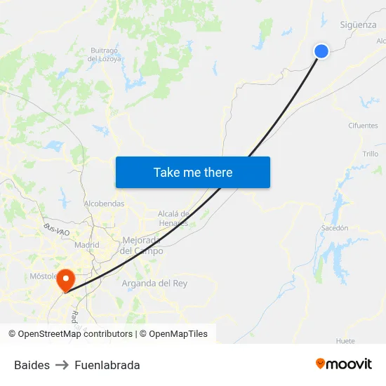 Baides to Fuenlabrada map