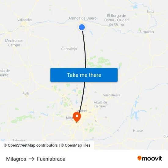 Milagros to Fuenlabrada map