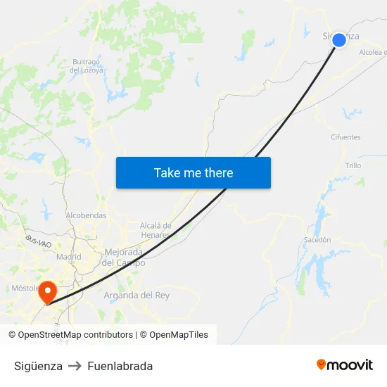 Sigüenza to Fuenlabrada map