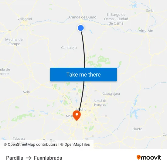 Pardilla to Fuenlabrada map