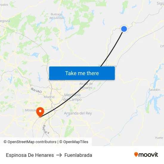 Espinosa De Henares to Fuenlabrada map