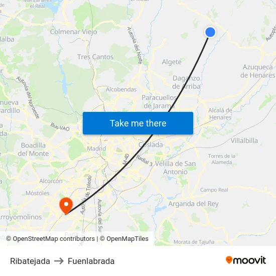 Ribatejada to Fuenlabrada map