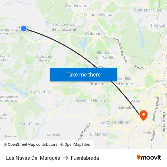 Las Navas Del Marqués to Fuenlabrada map