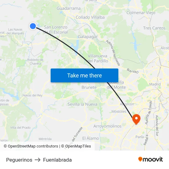 Peguerinos to Fuenlabrada map