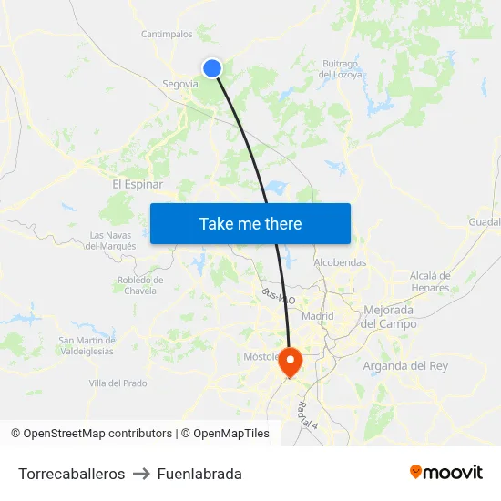 Torrecaballeros to Fuenlabrada map
