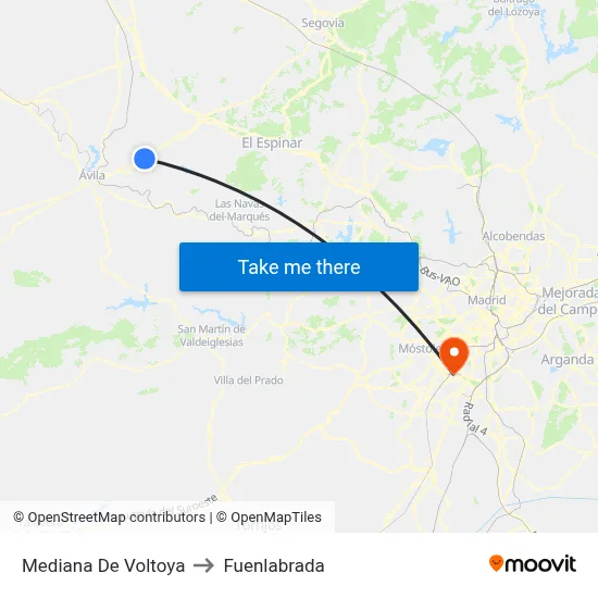 Mediana De Voltoya to Fuenlabrada map