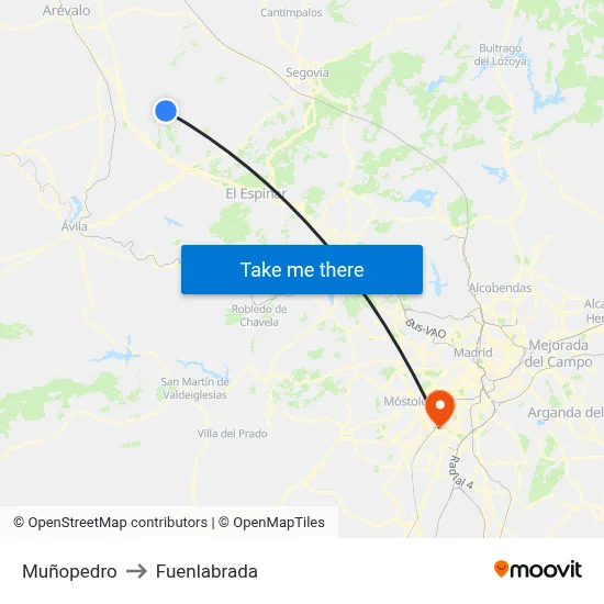 Muñopedro to Fuenlabrada map