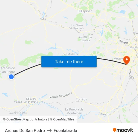 Arenas De San Pedro to Fuenlabrada map