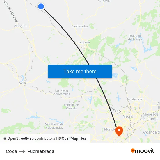 Coca to Fuenlabrada map