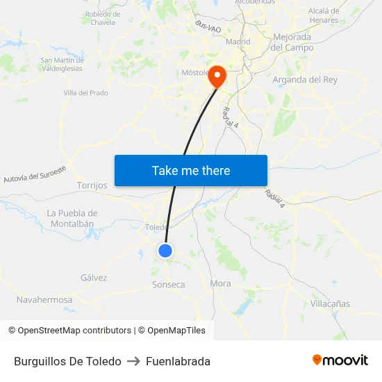 Burguillos De Toledo to Fuenlabrada map