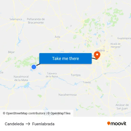 Candeleda to Fuenlabrada map