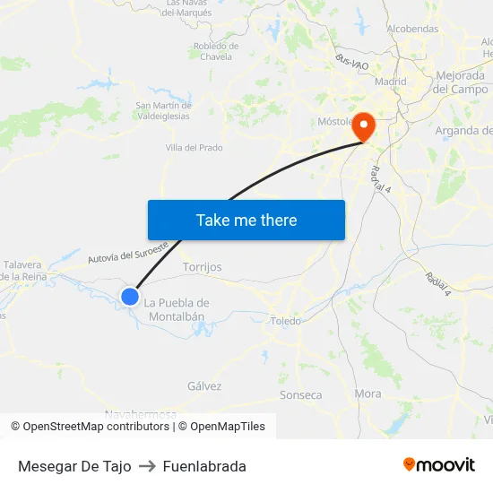 Mesegar De Tajo to Fuenlabrada map