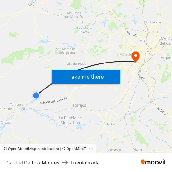 Cardiel De Los Montes to Fuenlabrada map