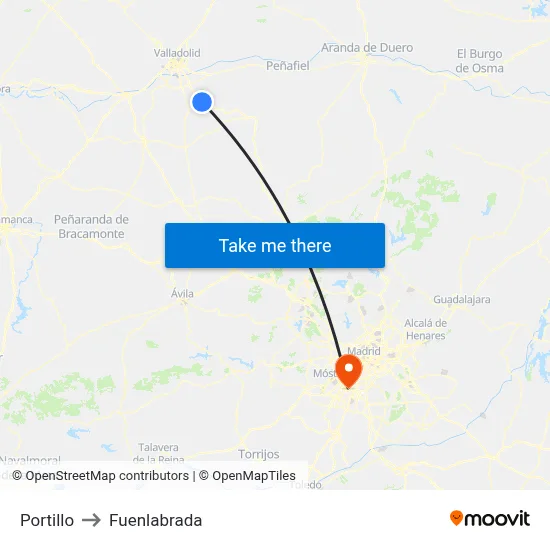 Portillo to Fuenlabrada map