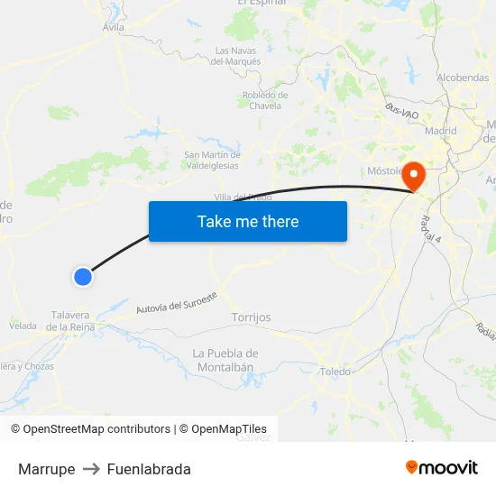 Marrupe to Fuenlabrada map