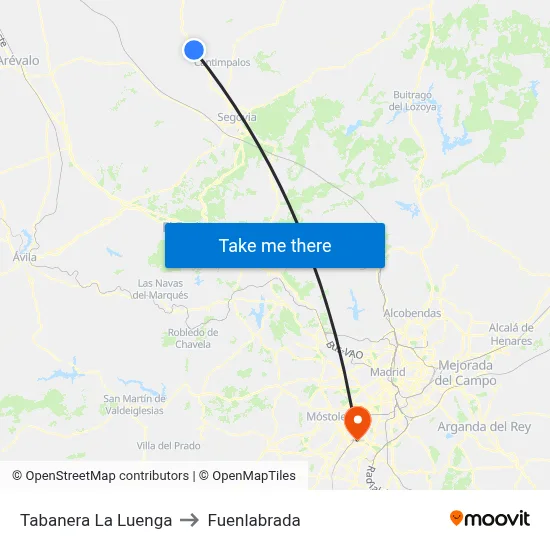 Tabanera La Luenga to Fuenlabrada map