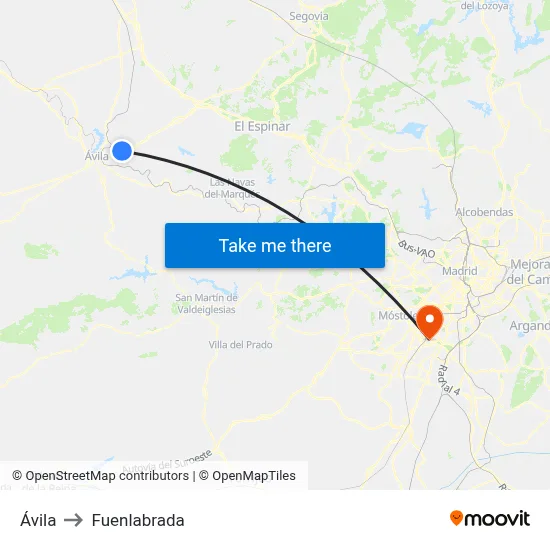 Ávila to Fuenlabrada map