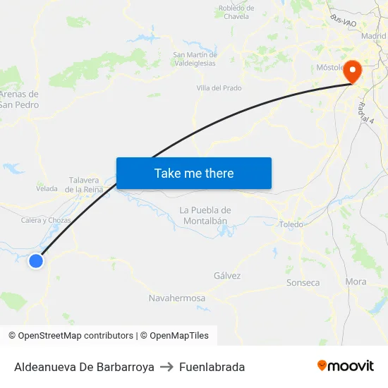 Aldeanueva De Barbarroya to Fuenlabrada map