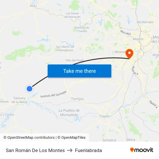 San Román De Los Montes to Fuenlabrada map