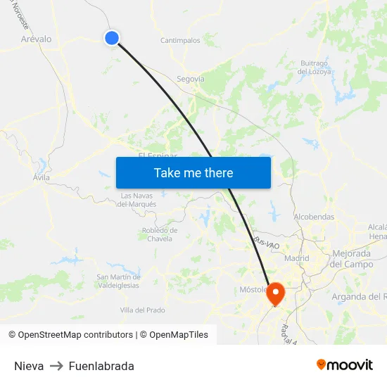 Nieva to Fuenlabrada map