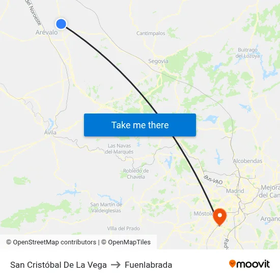 San Cristóbal De La Vega to Fuenlabrada map