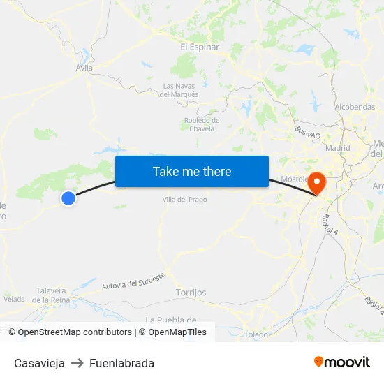 Casavieja to Fuenlabrada map