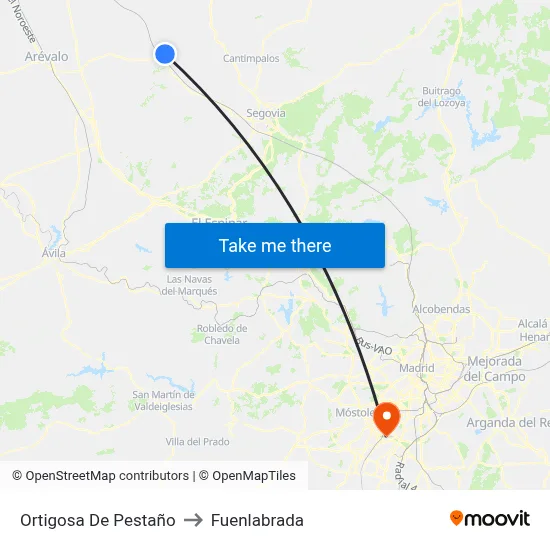 Ortigosa De Pestaño to Fuenlabrada map
