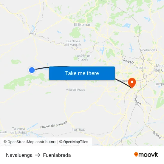 Navaluenga to Fuenlabrada map