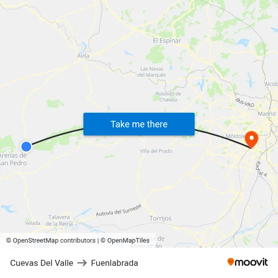 Cuevas Del Valle to Fuenlabrada map