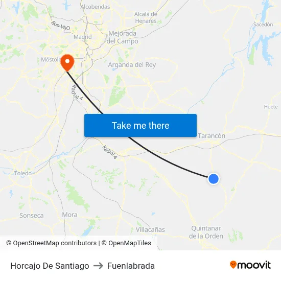 Horcajo De Santiago to Fuenlabrada map