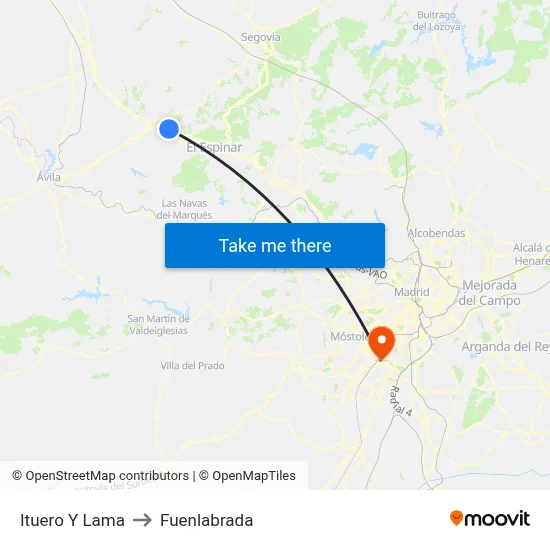 Ituero Y Lama to Fuenlabrada map