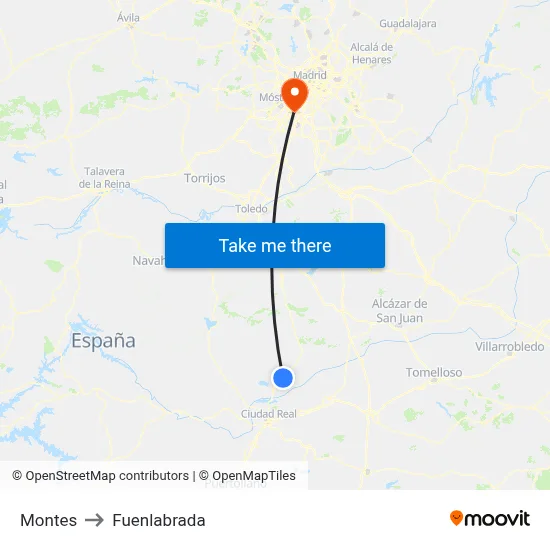 Montes to Fuenlabrada map
