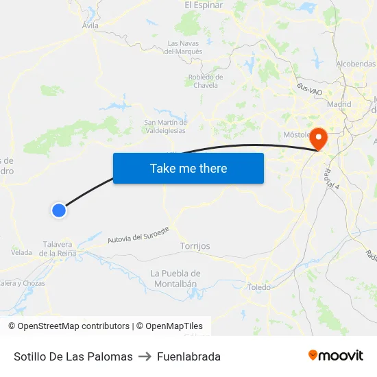 Sotillo De Las Palomas to Fuenlabrada map