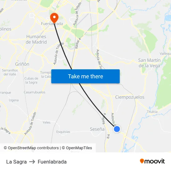 La Sagra to Fuenlabrada map