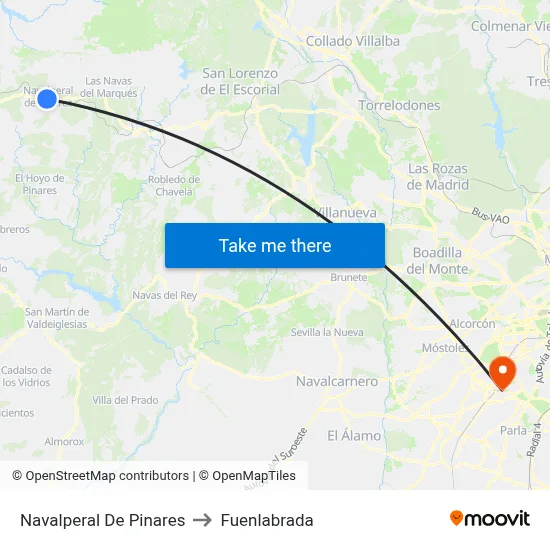 Navalperal De Pinares to Fuenlabrada map