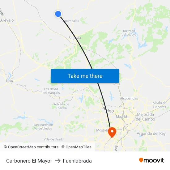 Carbonero El Mayor to Fuenlabrada map