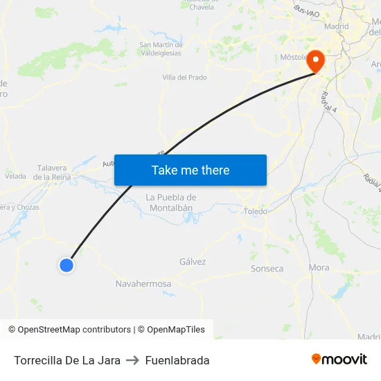 Torrecilla De La Jara to Fuenlabrada map