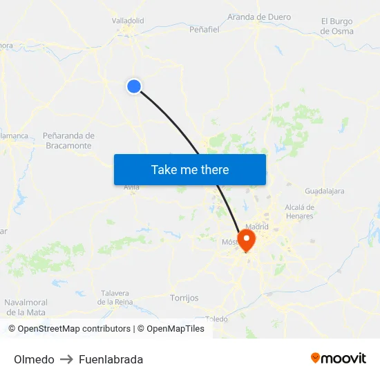 Olmedo to Fuenlabrada map