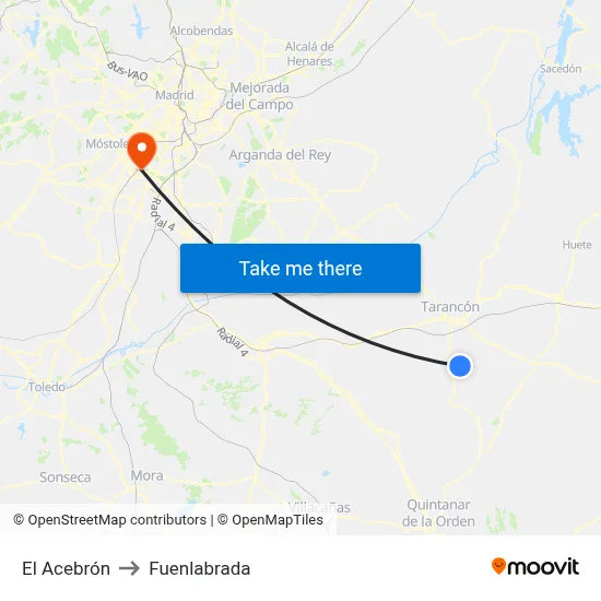 El Acebrón to Fuenlabrada map