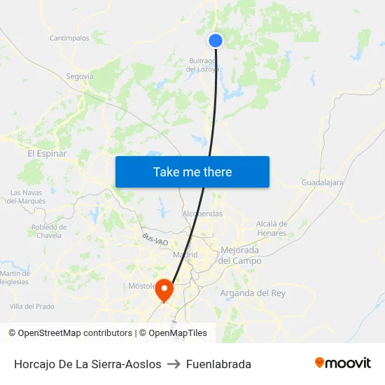 Horcajo De La Sierra-Aoslos to Fuenlabrada map
