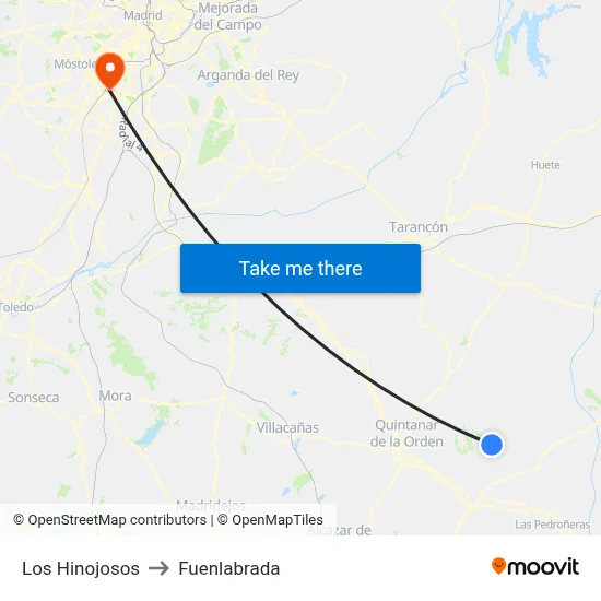 Los Hinojosos to Fuenlabrada map