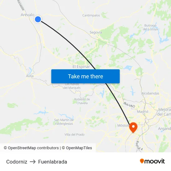 Codorniz to Fuenlabrada map