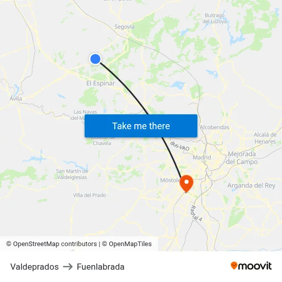 Valdeprados to Fuenlabrada map