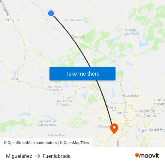 Migueláñez to Fuenlabrada map