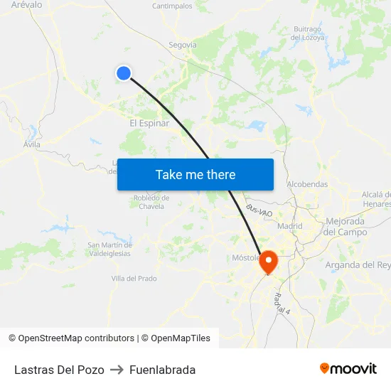 Lastras Del Pozo to Fuenlabrada map