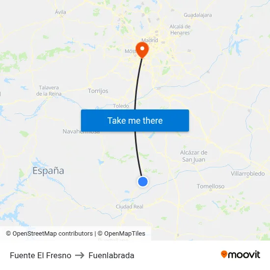Fuente El Fresno to Fuenlabrada map